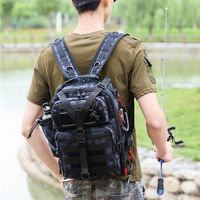 Sac de Poitrine Tactique Camouflage Homme, Sac à Dos Multifonctionnel pour la Pêche, Sac de Randonnée Grande Capacité pour Sports de Plein Air, Sac à Bandoulière en Polyester