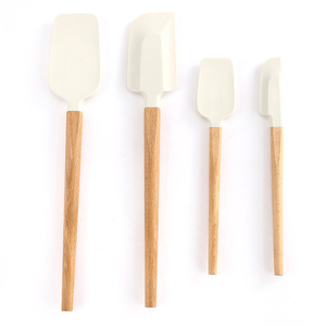 <b>Silicone</b> Spatula Set 4 Pcs Wooden Handle Heat Resistant Baking <b>Tools</b> For Cake Butter Mixing - Product Image 5