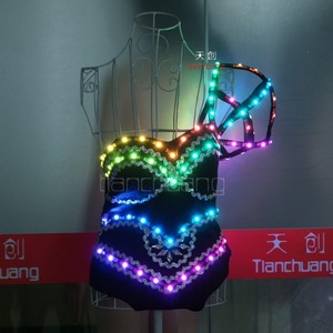 Traje Sexy con Luces LED, Body de Encaje Bordado Luminoso para Halloween, <span class=keywords><strong>Discoteca</strong></span>, Baile GOGO, Festival, Fiesta - Product Image 6