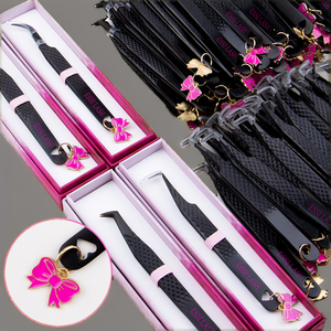Pinzas ESSI LASH personalizadas de acero inoxidable con punta de 45 y 90 grados, antimagnéticas, duraderas, para extensiones de pestañas de volumen, con fibra colgante - Product Image 2