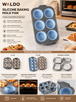 Moule à œufs en silicone, ensemble de cuisson 24 cavités (6 tasses), revêtement antiadhésif, réutilisable, écologique, pour four, cuisson et pâtisserie, vente en gros