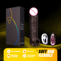 Funda Vibradora Extensora de Pene con Control Remoto, Funda Reutilizable para Agrandamiento de Pene, Condón Extensor, Juguete Sexual para Adultos