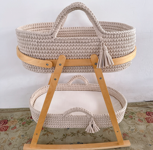 Wholesale Customized Cream Color Handmade Portable Cotton Rope Baby Sleeping <strong>Moses</strong> <strong>Basket</strong> - Product Image 2
