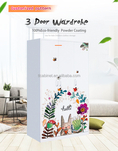 <span class=keywords><strong>Armario</strong></span> de metal para niños, <span class=keywords><strong>armario</strong></span> de almacenamiento de ropa de 3 puertas para bebés, <span class=keywords><strong>armario</strong></span> de acero para vestuarios, imagen personalizada - Product Image 5
