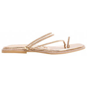 รองเท้าแตะส้นแบนสวมใส่คู่กับเปิดนิ้วเท้าและประดับพลอยเทียม - Product Image 3