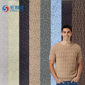 En stock, tissu texturé 100% polyester, effet coton, doux, respirant, tricot jacquard à côtes ondulées, t-shirts, vêtements de sport, extérieur - Product Image 1
