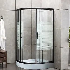 Mat glass black aluminum profile shower box frosted glass Shower Enclosure sliding Shower Doors