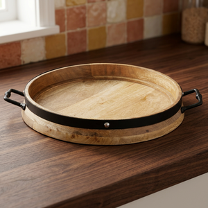 Unique Polished Customized Shape Wood Serving <b>Tray</b> Brass Handle Handmade Decorative Eco-Friendly Multi-Function Deluxe - Product Image 1