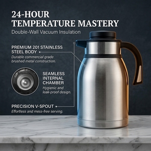 Carafe isotherme en acier inoxydable à double paroi, pot à café, maintien au chaud et au froid pendant 12h - Product Image 3