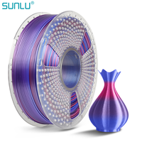 Filament PLA SUNLU avec texture soyeuse et couleurs arc-en-ciel, sans bourrage, facile à imprimer, filament pour imprimante 3D