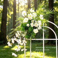 MEORY Fleurs artificielles en tissu pour mariage, décoration extérieure et intérieure, rangée de fleurs mixtes style forêt avec roses, support de toile de fond géométrique fait main