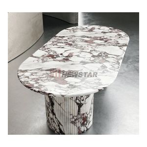 Tavolo da Pranzo Ovale Verde in Marmo Calacatta Viola Naturale, Arredamento Nordico di Lusso Italiano - Product Image 4