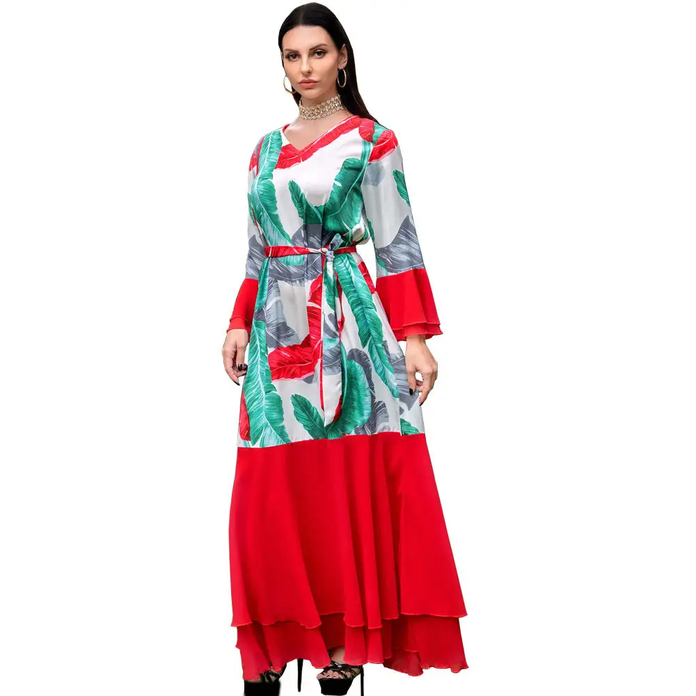 Hot selling red turkey abaya women muslim dress 2023 dubai male robe