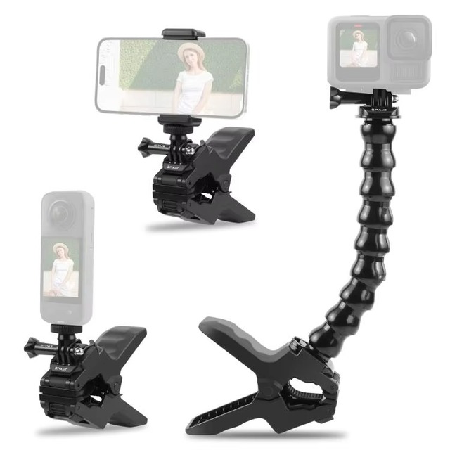 Action Sports Phone Cameras with Jaws Clamp Mount Compatible for GoPro for DJI Osmo Action Xiaoyi Other Action Cameras