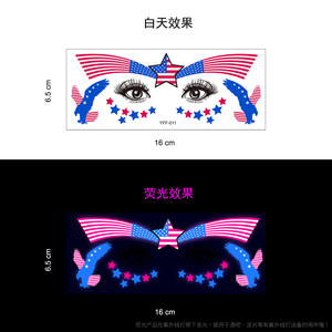 สติกเกอร์สักลายเรืองแสงในที่มืดแบบกำหนดเอง สติกเกอร์กันน้ำสำหรับติดหน้าและตัวแบบเรืองแสงยูวีนีออน สติกเกอร์สักลายชั่วคราวเรืองแสงในที่มืด - Product Image 5