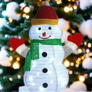 24" USB 8 ฟังก์ชั่นรีโมทคอนโทรล 33 ชิ้นไฟ LED ยาวแก้วหัวหอมผ้า Snowman