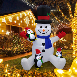 Muñeco de Nieve Inflable Gigante de 8 Pies con Luces LED y Pingüinos - Decoración Navideña Impermeable para Jardín y Patio - Product Image 3