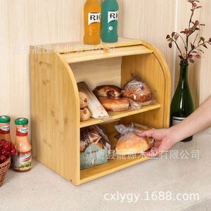กล่องเก็บขนมปังไม้แบบพลิกฝา 37x25x36 ซม. ตู้ครัวความจุขนาดใหญ่ - Product Image 3