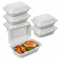 Boîtes alimentaires rectangulaires à clapet sans BPA 9x6 pouces, jetables, pour salades