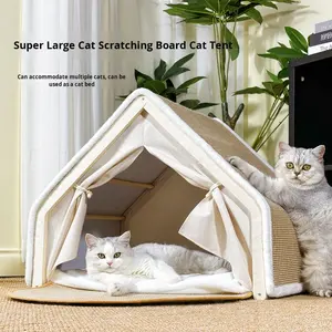 Nouveau Nid pour Chat Quatre Saisons Universel, Cage Villa pour Chat à Deux ou Trois Niveaux, Cabane Semi-fermée en Forme <span class=keywords><strong>de</strong></span> Maison, <span class=keywords><strong>Tente</strong></span> pour Chat en Sisal - Product Image 1