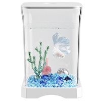 Mini aquarium de bureau PAIPET, petit aquarium pour poissons rouges avec lumière LED, ensemble complet de micro-paysage