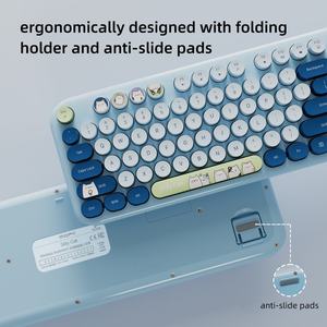 Ergonomic <strong>2</strong>.4G Plug and Play Wireless <strong>Keyboard</strong> Mouse Combo 104 <strong>Keys</strong> Retro Round Keycaps Cute Cat <strong>Keyboard</strong> for Win7/8/10/XP - Product Image 5