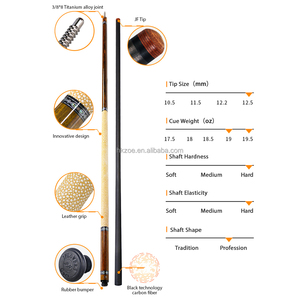JFLOWERS Pool Cue, Ebony Plain Face, Figured Bubinga/Zebrawood/Padauk Butt Options, Carbon Fiber or Maple Shaft Professional - Product Image 2