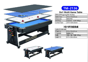 <span class=keywords><strong>Table</strong></span> de jeux multifonctionnelle populaire 4-en-1 de 7 pieds, avec billard rotatif, hockey sur air, tennis de <span class=keywords><strong>table</strong></span> et plateau de <span class=keywords><strong>table</strong></span> à manger, TM-2136 - Product Image 6