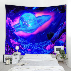 Permadani Gantung Dinding Jamur Neon Seni Alam Langit Berbintang Galaxy Psychedelic Karpet <span class=keywords><strong>Indian</strong></span> Mandala Gelap Permadani Bersinar - Product Image 1