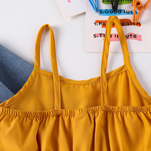 Vêtements pour bébés, vêtements pour filles de 2 à 7 ans, printemps et automne, avec bretelles et shorts, veste <span class=keywords><strong>en</strong></span> <span class=keywords><strong>jean</strong></span> avec ceinture - Product Image 2