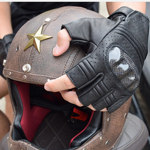Guantes de moto de verano sin dedos hombres mujeres guantes de moto medio dedo cuero <span class=keywords><strong>Motocross</strong></span> Racing guante equipo de moto - Product Image 3