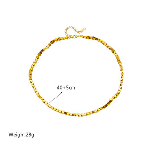 Gold Geometric Beaded Necklace Zinc Alloy Faceted Chain Minimalist Design Fashion Jewelry - Product Image 4