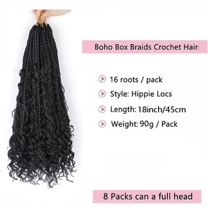 Trenzas Africanas <span class=keywords><strong>de</strong></span> Tres Hebras, Cabello <span class=keywords><strong>de</strong></span> Crochet, Trenzas Despeinadas Estilo Río Volador, 14, 18 y 24 Pulgadas, Trenzas Boho, Faux Locs <span class=keywords><strong>de</strong></span> Diosa - Product Image 3