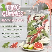 Kauwgommetjes met dinosaurusvorm, meerkleurige fruitige gelei snoepjes in een hersluitbare zipzak voor kindersnacks