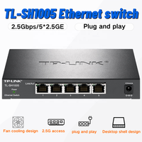 Commutateur Gigabit TP-LINK TL-SH1005 2500 Mbps à 5 ports 2,5 Gbit/s avec tous les ports Ethernet RJ45 Plug & Play compatible avec les réseaux WiFi GPRS TCP