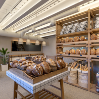Meubles de présentation de boulangerie LED modernes avec armoires et étagères personnalisables en MDF/bois massif/acrylique, éclairage LED pour les magasins de détail