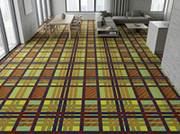 Dalles de moquette modernes personnalisées antistatiques à carreaux de 100 cm en nylon, design géométrique multicolore à motif tartan, pour hôtels et salles de jeux