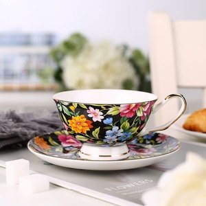 Tazza da tè e <span class=keywords><strong>piattino</strong></span> all'ingrosso Set tazza da tè e caffè <span class=keywords><strong>con</strong></span> <span class=keywords><strong>piattino</strong></span> 7 once Bone China tazza da tè e <span class=keywords><strong>piattino</strong></span> Set nero - Product Image 5