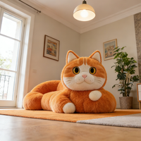 Canapé-lit en peluche géant en forme de chat, fauteuil lounge surdimensionné en forme d'animal, adorable pouf chaton orange, canapé créatif pour la décoration de la maison