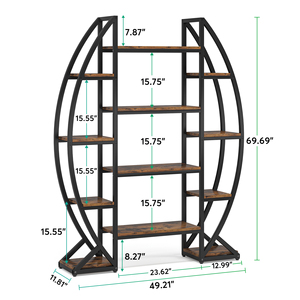 Chất lượng cao hình bầu dục Ba rộng 5 tầng công nghiệp trang trí nội thất hiển thị Kệ Nhà máy đứng Thang cho phòng khách etagere Tủ Sách - Product Image 6