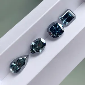 Lustro fabbrica di gioielli all'ingrosso personalizzato colore grigio scuro pietre di diamanti sciolti grigio blu moissanite