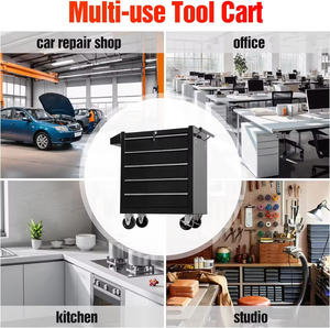 Chariot à outils mobile en acier à 5 tiroirs promotionnel avec roulettes et coffre à outils roulant, personnalisable, support OEM - Product Image 6