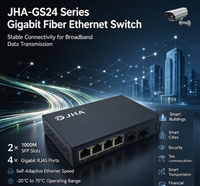 Switch Ethernet Fiber Gigabit 6-Port dengan 2-Port Slot SFP 1000Base-X, 4-Port RJ45 10/100/1000Base-T(X), Serat Optik 14G