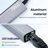 Adaptador Ethernet Gigabit USB a RJ45 FJGEAR de 1000 Mbps, Sin Controladores, Plug-and-Play para Computadora Portátil, Escritorio, Impresora, Oficina en Casa, Viajes