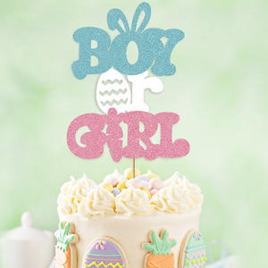 Oeuf lapin carotte gâteau Topper pour garçon ou fille Pâques bébé sexe révéler fête décoration gâteau décoration fournitures - Product Image 2