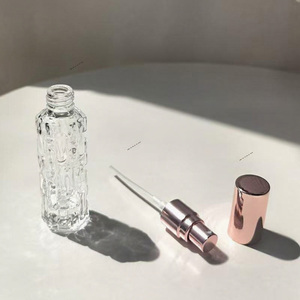Cosmetics <b>Mini</b> Empty Refillable Glass 10ML Perfume Bottle Clear Square Spray Perfume Bottle with Gold Metal Cap - Product Image 5
