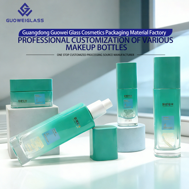 Glass Cosmetic Bottle with Dropper Toner 120ml Essence Milk 100ml Skin Care Serum 30ml Facial Cream 50g
