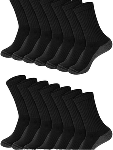 Chaussettes de sport athlétiques pour hommes en coton côtelé noir uni avec logo personnalisé OEM ODM, semelle coussinée, fabrication directe - Product Image 1