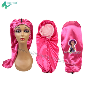 <span class=keywords><strong>Bonnet</strong></span> en satin long personnalisé en gros coloré avec bouton Double couches bonnets <span class=keywords><strong>de</strong></span> <span class=keywords><strong>nuit</strong></span> doux pour les femmes - Product Image 3
