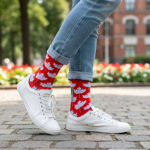 Colorful Nylon <b>Socks</b> Canadian Flag Design Breathable Disposable One Size Fits All for Daily Use Print Pattern for All Seasons - Product Image 3